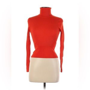 Zara red ribbed turtleneck shirt